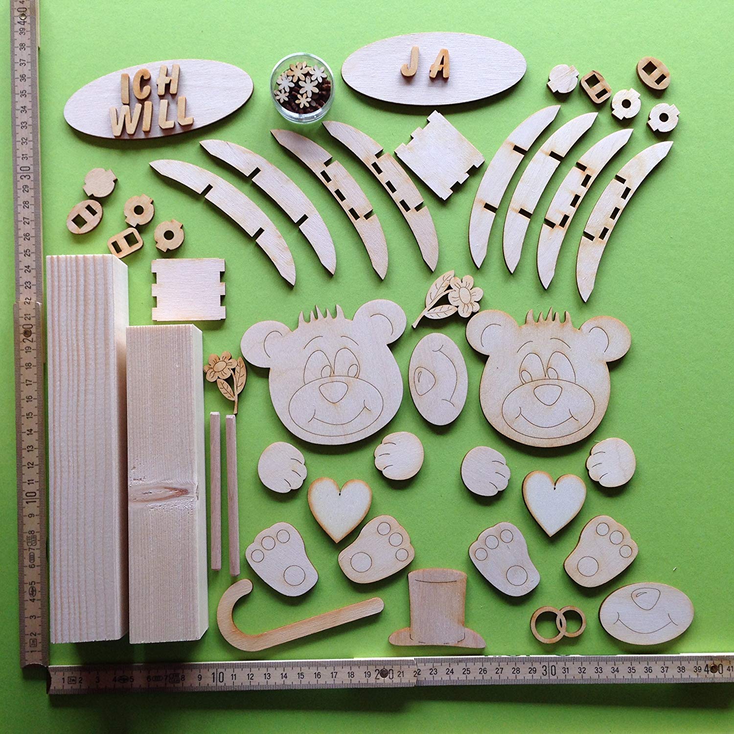 News A-TEL3409BP Petra's Craft Making Kit, MINI-'Teddy Leibgarde Brautpaar'Fertigmaß, 37 x 23 CM Wood - Image 2