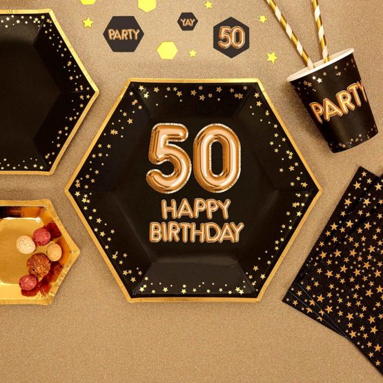Neviti 773130 Glitz & Glamour - Plate - Large - Black & Gold - Age 50 Paper - Image 2