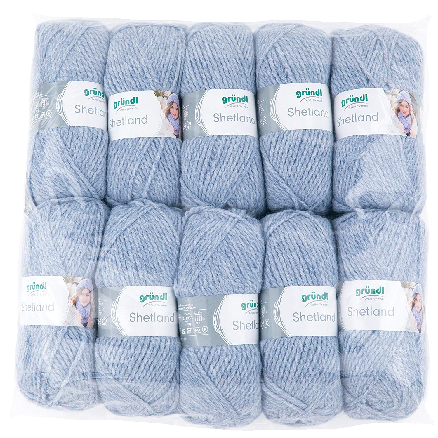 Gründl Shetland Wool (fashionable and soft knitting yarn made of 80% polyacrylic and 20% wool, 100 g / 170 m
