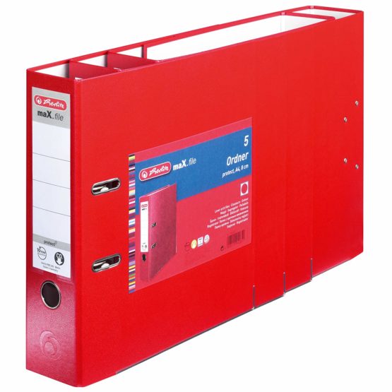 Herlitz max Protect A4 8cm Lever Arch File - Red (5 Pieces) - Image 2