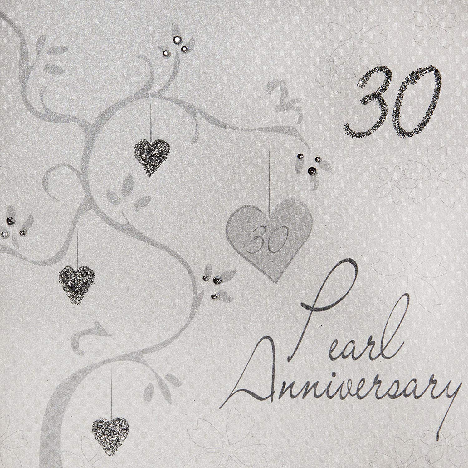 white cotton cards Pearl Wedding, Handmade 30th Card (Anniversary Tree, Code AB30), 16cm x 16cm