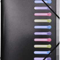 Exacompta Ref - 55981E Opak Multipart File with an Internal Pocket, 24x32cm for A4 Sized Documents, 12 Tabbed Sections and Holds up to 250 Sheets, PP Cover with Tabs - Black