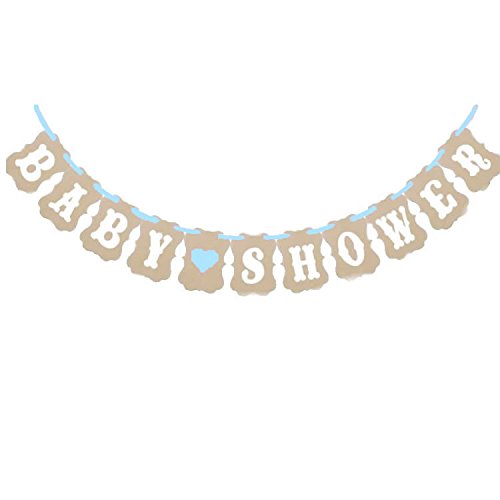 Losuya Baby Shower Bunting Banner Kraft Paper Garland Rustic Christening Baby Shower Photo Props Birthday Party Decoration (It's a boy) - Image 3