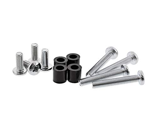 InLine 23100Y Set of 8 Screws 4x M8 x 20 mm 4x M8 x 50 mm and 4x 15 mm Spacers for Wall Mounting, Black, M8 x 20 mm, M8 x 50 mm