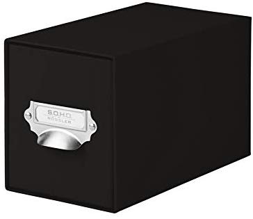 Rössler SOHO CD Storage Box with Metal Index Holder - Black, 26.1 cm (L) x 14.3 cm (W) x 15.8 cm (H)
