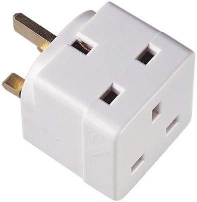 Eagle 13 A 2-Way Block Socket Splitter Mains Adaptor, white, Pack of 1