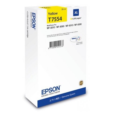 Epson T7554 Yellow Genuine, XL High Yield Ink Cartridge DuraBrite Ultra, XL Capacity