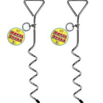 2 x Portable Metal Screw In Ground Stake Pet Lead Holder Pole 42cm