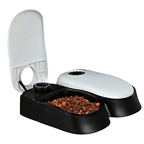 Trixie TX2 Automatic Food Dispenser, 300 ml/ 27 × 7 × 24 cm, white - Black/white - 24372