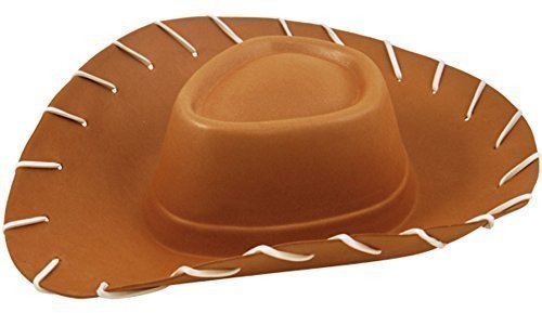 HENBRANDT 1 x Adult Brown Cowboy Hat EVA Foam Wild West Cowgirl Hat with Wide Brim and White Stitches Toy Sheriff One Size Halloween Fancy Dress Accessories for Men and Women