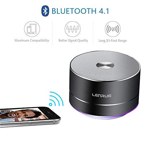 LENRUE Portable Wireless Bluetooth Speaker with Built-in-Mic,Handsfree Call,AUX Line,TF Card for Iphone Ipad Android Smartphone and More (Grey) - Image 2
