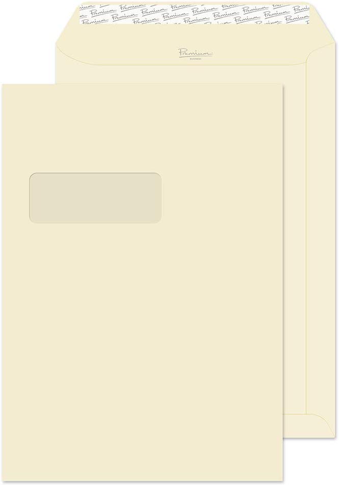 Blake Business C4 324 x 229 mm 120 gsm High Window Pocket Peel & Seal Envelopes (61892) Cream Wove - Pack of 250
