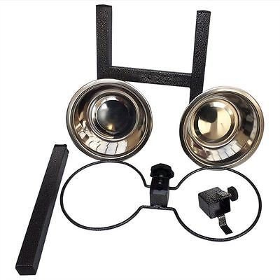 Stainless Steel Double Pet Dog Bowls Adjustable Height Stand Feeding Station - Bowl -17 cm, Stand Height - 28 cm - Image 3