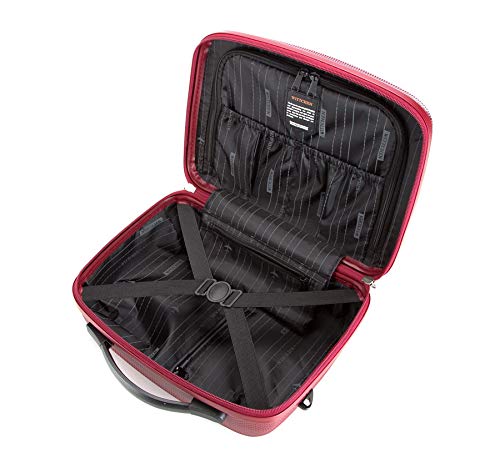 WITTCHEN PC Ultra Light Cosmetic Bag Cosmetic case Toiletry Bag Polycarbonate Beauty case Top Handle Adjustable Detachable Shoulder Strap Size XS Dark red - Image 3