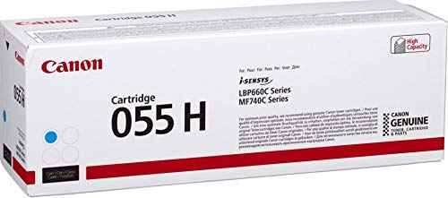 Canon 055 H, Haute capacité, Cyan, Originale, cartouche de Toner, Pour imageCLASS LBP664Cdw, MF745Cdw, i-SENSYS LBP663Cdw