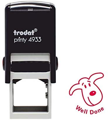 Trodat 61743 Classmates Education Stamp - Well Done, 23 x 23 mm, Black Body Violet Ink