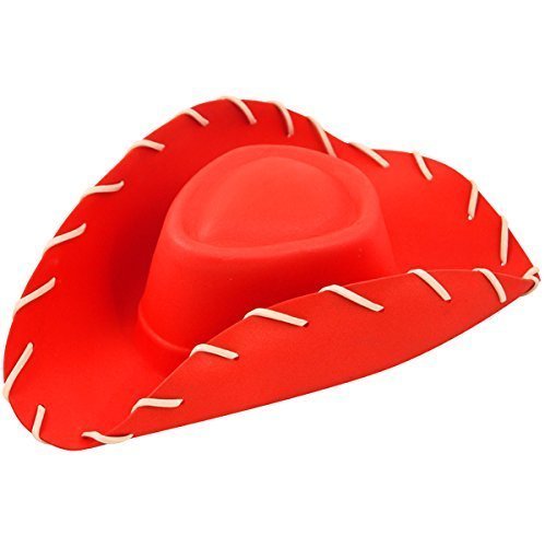 HENBRANDT 1 x Children’s Red Cowboy Hat One Size EVA Foam Wild West Cowboy Hat with Wide Brim and White Stitches Toy Book Day Halloween Fancy Dress Accessories for Kids