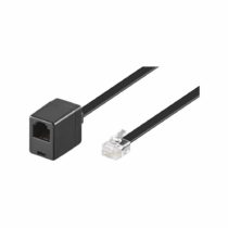 Goobay 68263 Modular Telephone Extension Cable, Black, 3m Length