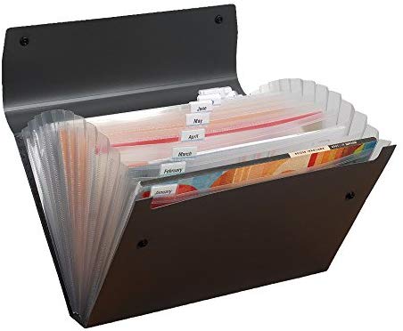 Pentel Recycology DCD14 Document Folder, Organiser, A4, 13 Pockets, 50% Recycled Polypropylene Black