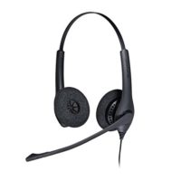 Jabra Biz 1500 Quick Disconnect On-Ear Stereo Headset - Corded Headphone with Noise-cancelling Microphone and Volume Spike Protection for Deskphones, Black
