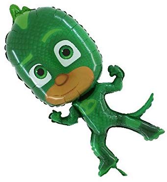 Grabo Birthday Balloon Pj Masks Gekko Shaped Balloon for Children's Parties in Foil with Straw to Inflate it. Colourful Balloons Made in Italy 43 x 76 cm