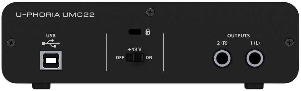 Behringer UMC22 Audiophile 2x2, 48 kHz USB Audio Interface with Midas Mic Preamplifier for Recording Microphones and Instruments - Image 2