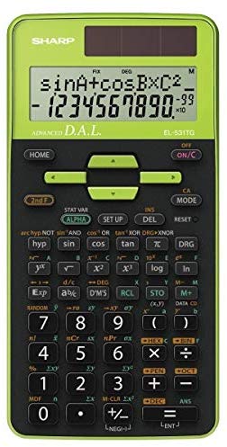 Sharp SH-EL531TGGR Scientific Calculator, Black / Green