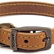 Ancol Timberwolf Leather Dog Collar Mustard. To fit neck 20-26 cm