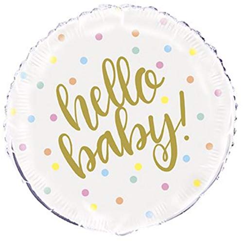 Hello Baby Gold Round Foil Balloon for Baby Showers (45cm) - Perfect Celebration Decoration - 1 Pc, Multicolour
