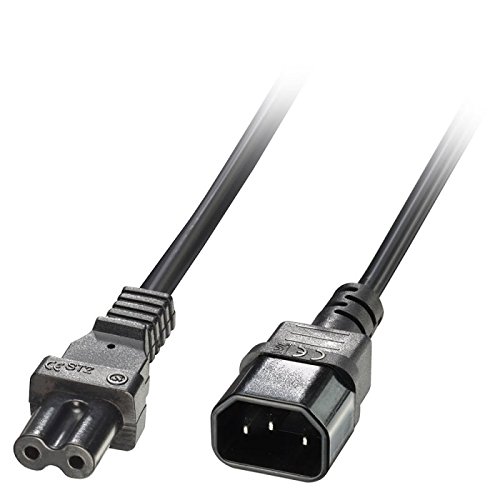 Lindy 1m IEC C14 to IEC C7 / Figure 8 Extension Power Cable, Black, for TV's, Laptops. Printers, Routers, Sky Q boxes