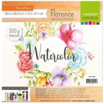 Vaessen Creative Florence Watercolour Paper 12x12 in Ivory, 300 GSM, Artist Grade Quality, Textured Surface, 5 Sheets for Scrapbooking, Painting, Handlettering, Art Projects, 12 x 12"