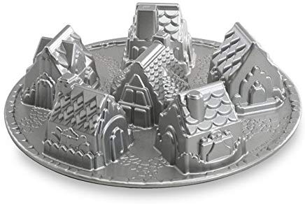 Nordic Ware 81948 Cosy Village 6-Cup Cake Pan Silver, 6 Cup Capacity