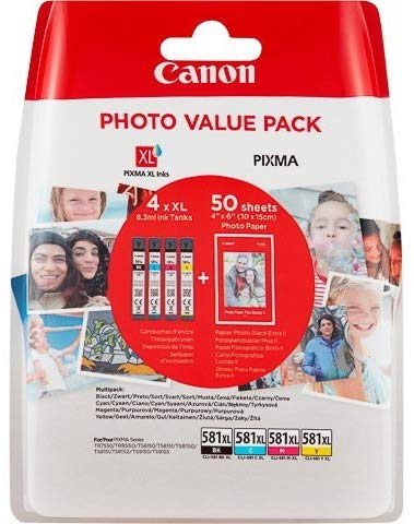 Canon CLI-581 XL C M Y BK Pack of 4 cartridges Yield XL (Black XL Cyan XL Magenta XL Yellow XL) Genuine (Plastic Pack) - Image 3