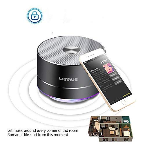 LENRUE Portable Wireless Bluetooth Speaker with Built-in-Mic,Handsfree Call,AUX Line,TF Card for Iphone Ipad Android Smartphone and More (Grey) - Image 3