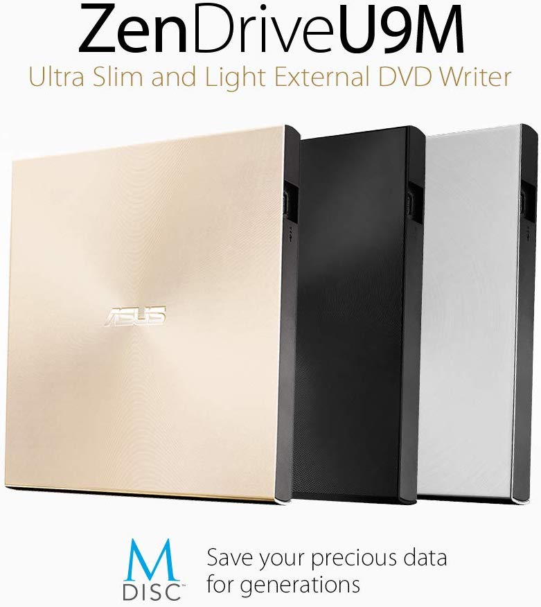 ASUS SDRW-08U9M-U external ultraslim 8X DVD writer, USB Type C + Type A cable, Mac Compatible, 13.9mm Ultraslim - Image 2