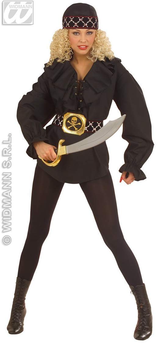 Pirate Belt With Buckle Accessory for Bucaneer Fancy Dress, Gold/Black - Image 2