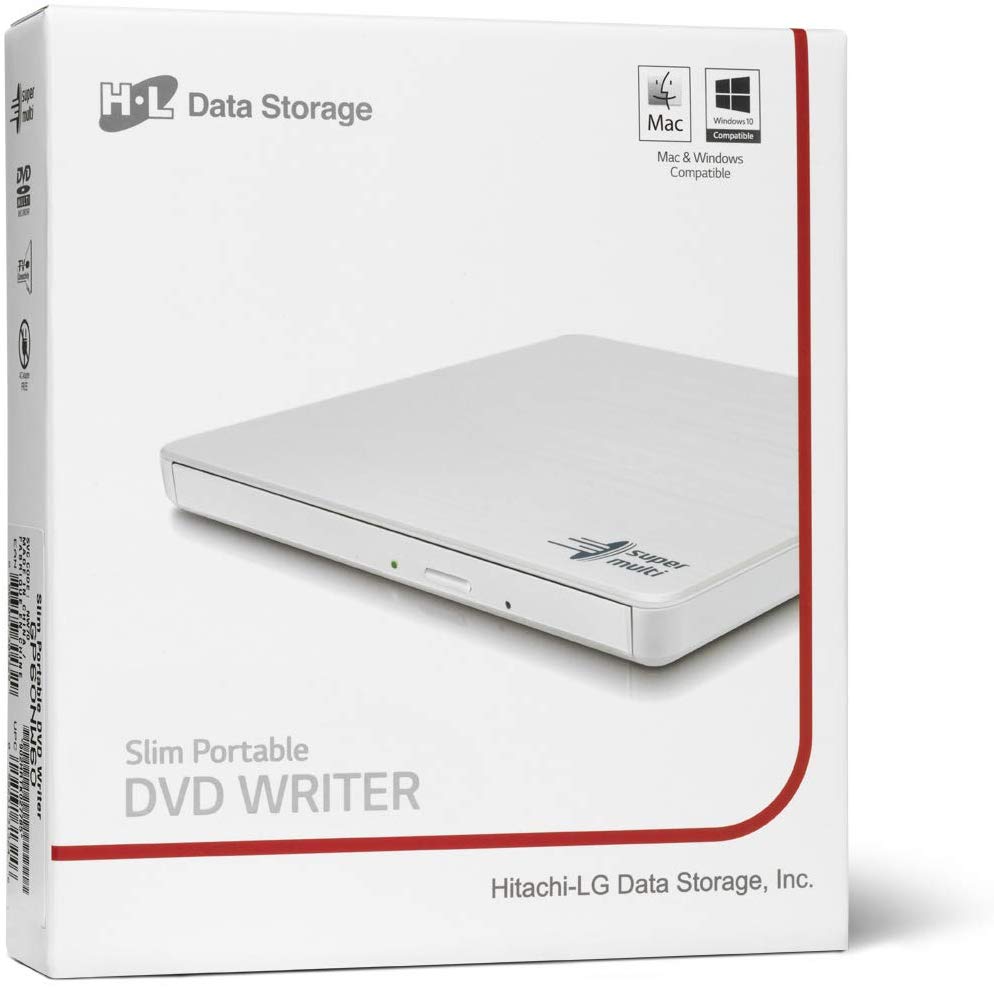 Hitachi-LG GP60 External DVD Drive, Slim Portable DVD Burner/Writer/Player for Laptop Windows and Mac OS Compatible, USB 2.0