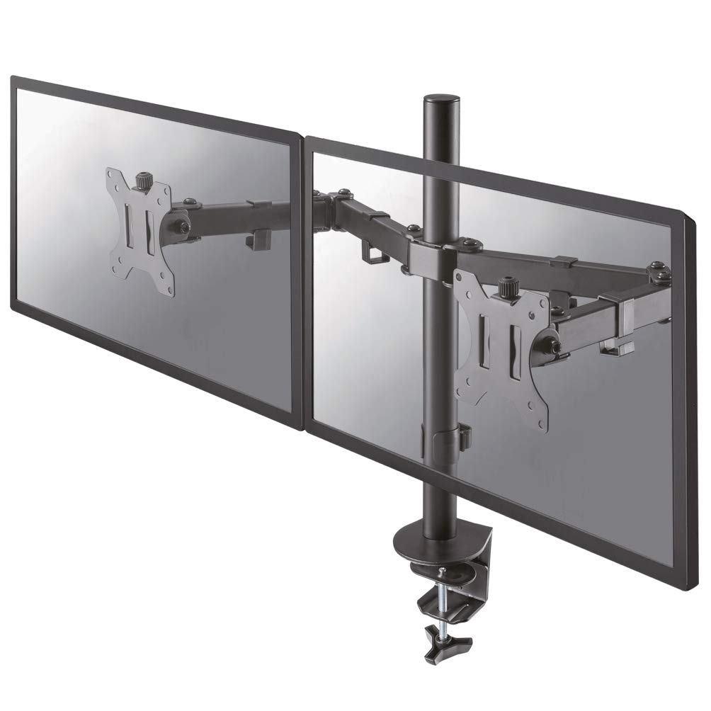Newstar FPMA-D550DBLACK Full Motion Dual Desk Mount (clamp & grommet) for two 10-27" Monitor Screens, Height Adjustable - Black - Image 2