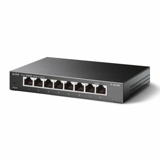 TP-Link TL-SG108S, 8 Port Gigabit Ethernet Network Switch, Ethernet Splitter, Hub, Desktop and Wall-Mounting, Sturdy Metal, Fanless, Plug and Play, Energy-Saving