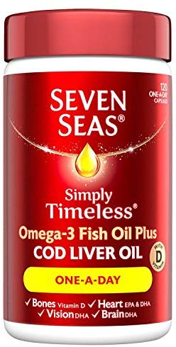 Seven Seas Omega-3 FISH Oil Plus Cod Liver Oil, 120 Capsules, Multicoloured, 120 count (Pack of 1)