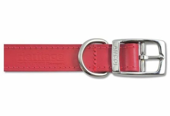 Ancol Heritage Leather Collar Red 20-26cm Size 1 - Image 2