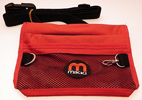 Mikki Dog and Puppy Deluxe Training Treat Bag Pouch - Adjustable Waist Belt Shoulder Strap,Red and Black - Image 2