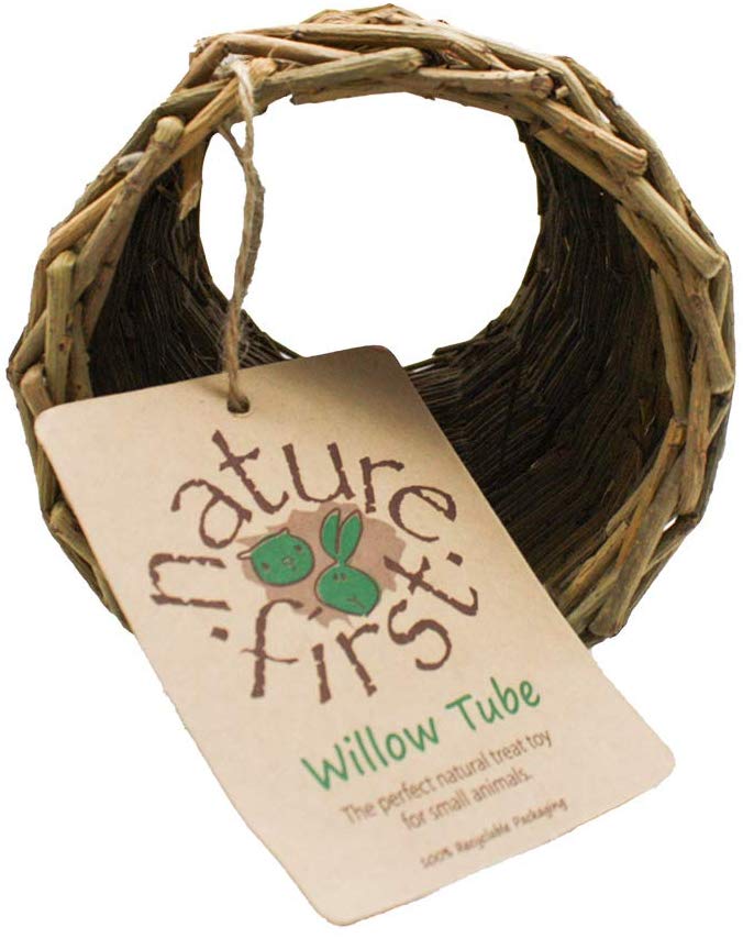 Nature First Large Willow Tube Playing Hiding Toy Teeth Trimmer for Hamsters Rats & Small Animals - 32cm, Grey - Image 2