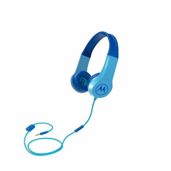 Motorola Squads 200 Kids Wired Headphones with Anti-Allergic Cushion and In-Line Microphone - Blue