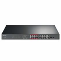 TP-Link TL-SL1218MP 16-Port PoE+ 10/100 Mbps + 2-Port Gigabit Unmanaged Ethernet PoE Switch with 2 Combo Gigabit SFP slots (16 PoE+ Ports + 2 Gigabit RJ45 Ports + 2 SFP slots, 192 W, Rackmount)