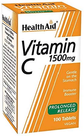 HealthAid Vitamin C 1500mg - Prolong Release - 100 Vegan Tablets, 100 count (Pack of 1)