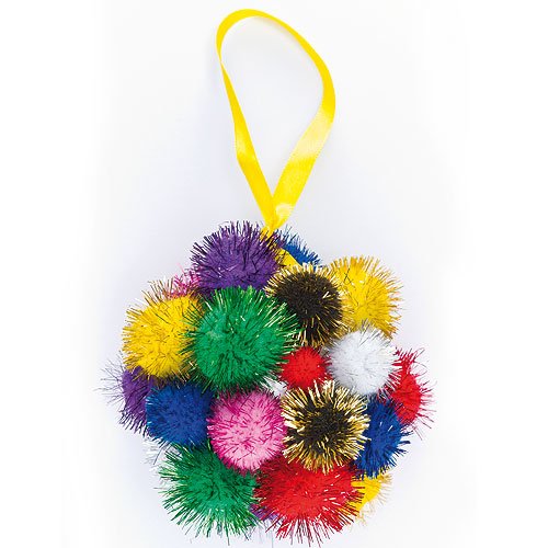 Baker Ross ET306 Multicoloured Glitter Poms Value Pack, Ideal for Kids' Arts and Crafts, Gifts - Image 2