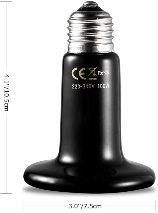 LEDGLE Terrarium Reptile Heat Bulb, Ceramic Heat Emitter 100w, E27 Infrared Ceramic Reptile Heater Pet Ceramic Heat Bulb for Reptiles/Lizards/Tortoise/Chicken - Image 2