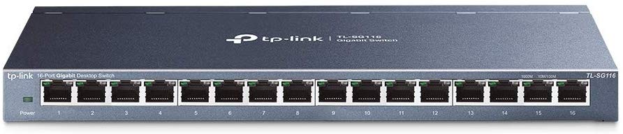 TP-Link TL-SG116 16-Port Desktop Gigabit Network Switch, Green Power-Saving Ethernet Splitter