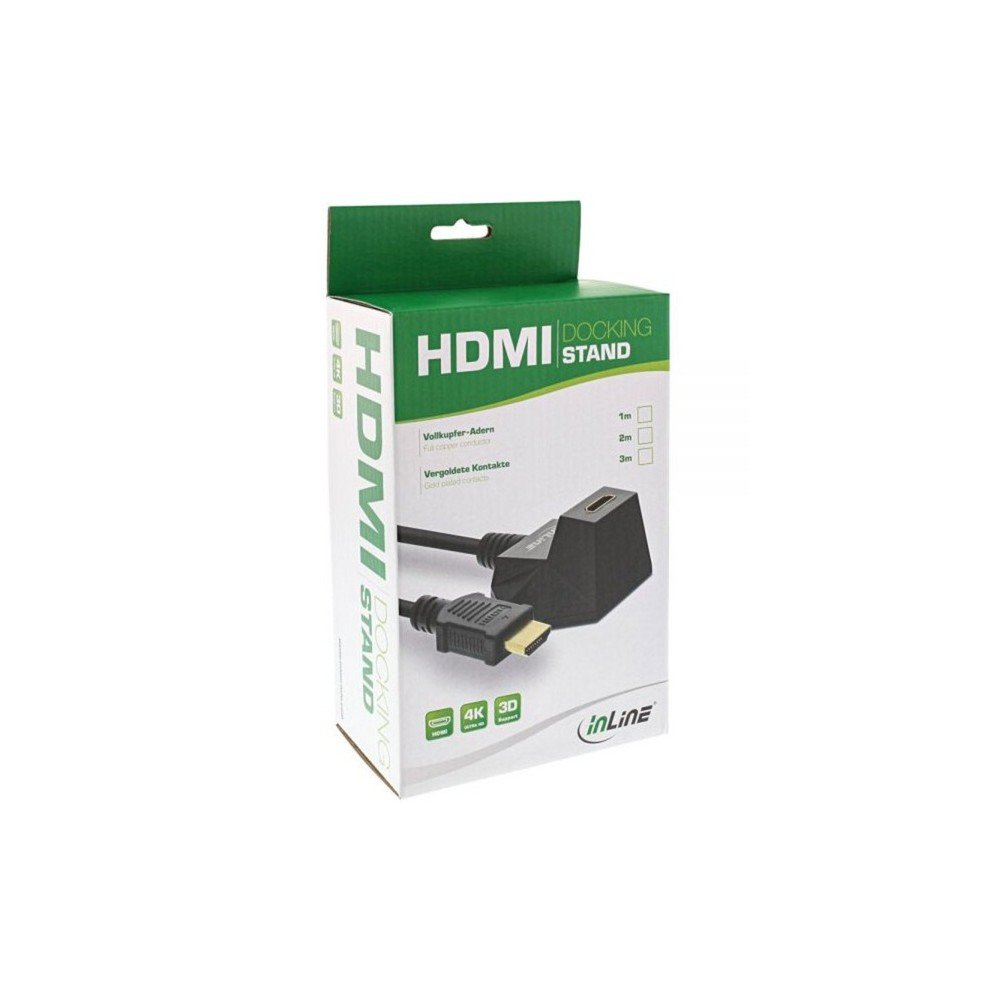 InLine 17532S HDMI Extension with Stand, HDMI High Speed with Ethernet, 4K2K, Male/Female, Black/Gold, 2 m - Image 3